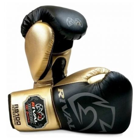 Перчатки боксерские RIVAL RS100 PROFESSIONAL SPARRING GLOVES, 16 унций, черно-золотые