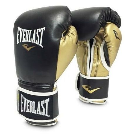 Боксерские перчатки Everlast тренировочные Powerlock Pu черно-золотые