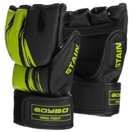 Перчатки Boybo Stain для MMA черный/зеленый M