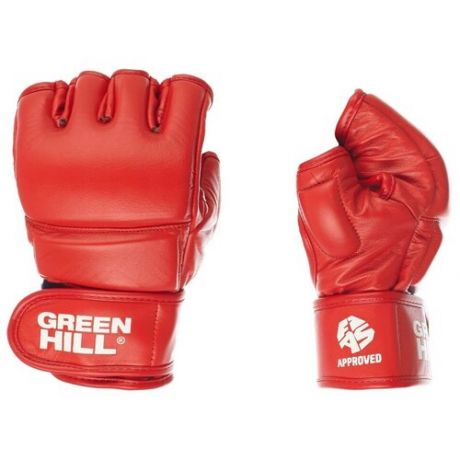 Перчатки для боевого самбо GREEN HILL арт. MMF-0026a-L-RD, одобр. FIAS, нат. кожа, красные, размер L
