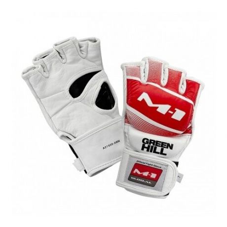 MMA-00015a Официальные матчевые перчатки MMA M-1 L красно-белые. Натуральная кожа.