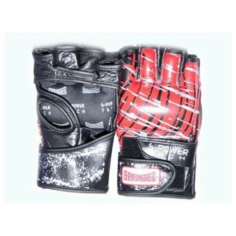 Перчатки спортивные SPRINTER/ перчатки для смешанных единоборств/ перчатки для рукопашного боя кожаные. Размер XL. Цвет: черно-красный
