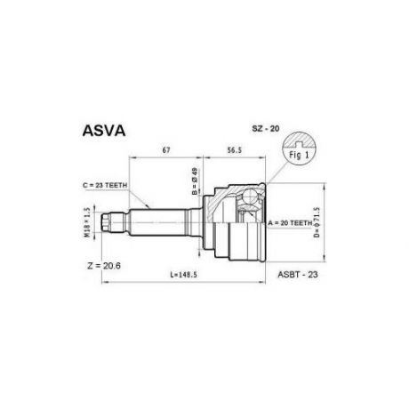 Граната наружная Asva SZ-20 Suzuki: 20*49*23 4410180E21 4410280E21 Suzuki Alto Iii (Ef). Suzuki Alto Mk Iii (Ef).