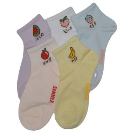 Комплект детских носков Turkan разноцветные, 5 штук размер обуви 23-25 (длина стопы 14-16 см)