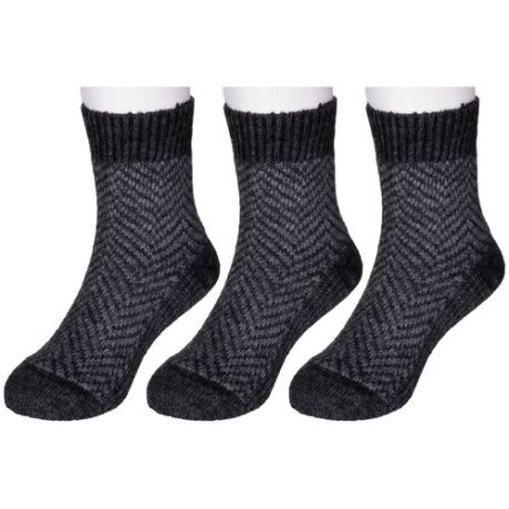 Комплект из 3 пар детских полушерстяных носков RuSocks (Орудьевский трикотаж) черные, размер 16-18