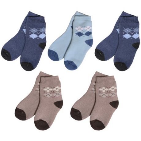 Комплект из 5 пар детских махровых носков RuSocks (Орудьевский трикотаж) микс 1, размер 14-16