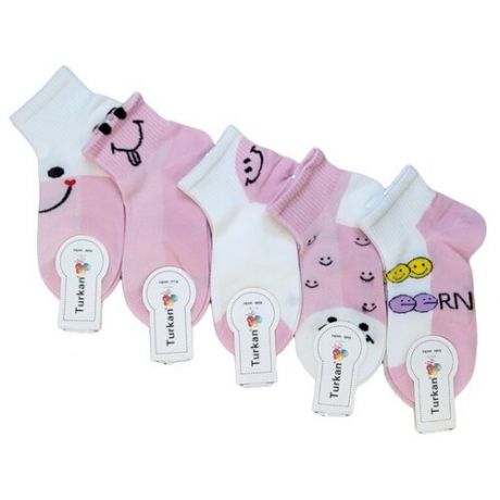 Комплект детских носков Turkan для девочки розовые в сеточку, 5 штук 3-5 лет
