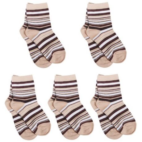 Комплект из 5 пар детских носков LORENZLine бежево-коричневые, размер 18-20