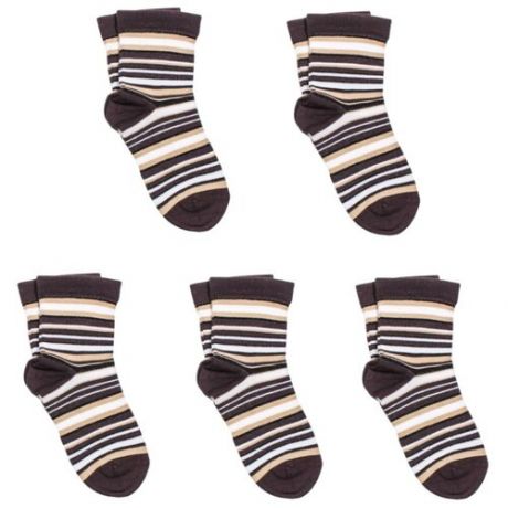 Комплект из 5 пар детских носков LORENZLine коричнево-белые, размер 16-18