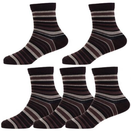 Комплект из 5 пар детских носков LORENZLine коричнево-серые, размер 16-18