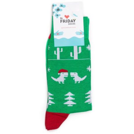Новогодние носки St. Friday Socks "Дино-санта" 34-37