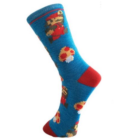 Носки синие Супер Марио с грибами