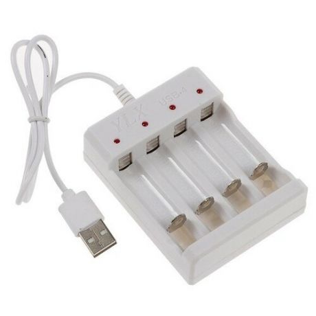 Зарядное устройство для четырех аккумуляторов АА или ААА UC-24, USB, ток заряда 250 мА, белое