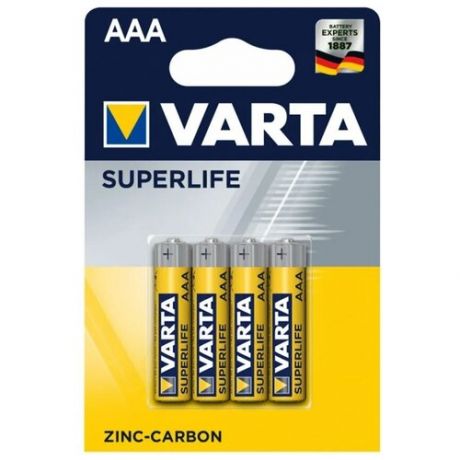 Батарейка AAA LR03 SuperLife, 4 шт. Varta R03 AAA BL4 Heavy Duty