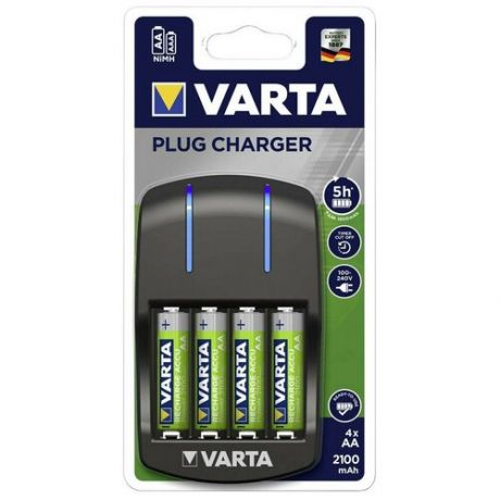 Зарядное устройство VARTA Plug Charger + 4AA 2100 mAh R2U