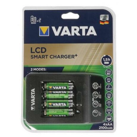 Зарядное устройство VARTA LCD Smart+ в комплекте 4х АА 56706