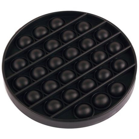 Игрушка iQZiP антистресс вечная пупырка Pop It, тактильная давилка - тыкалка. Круглая форма 125x125мм, 28 пузырей, силикон, цвет: черный