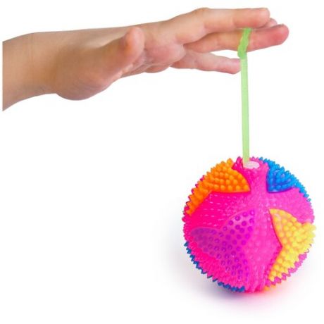 Мяч резиновый с писком, на резинке, разноцветный(фиолетовый) . Диаметр 6 см
