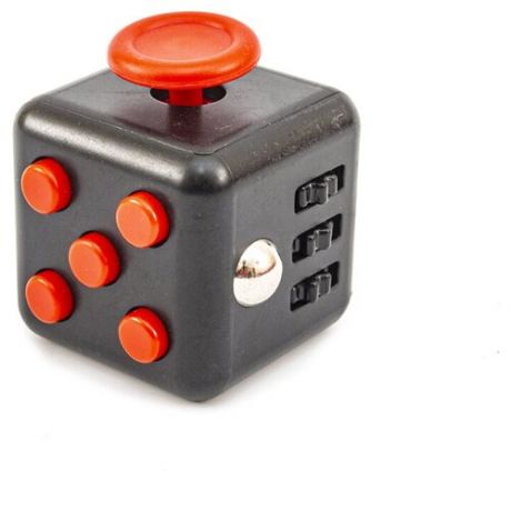 Кубик-антистресс "Fidget cube" с кнопками (Фиджет куб) чёрно-красный