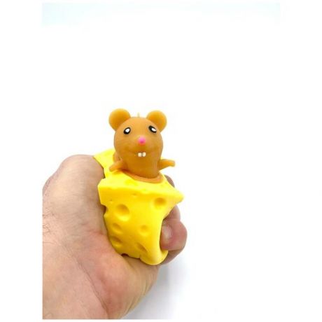 Детская антистресс развивающая игрушка для малышей/ Мышка в сыре мялка сквиш