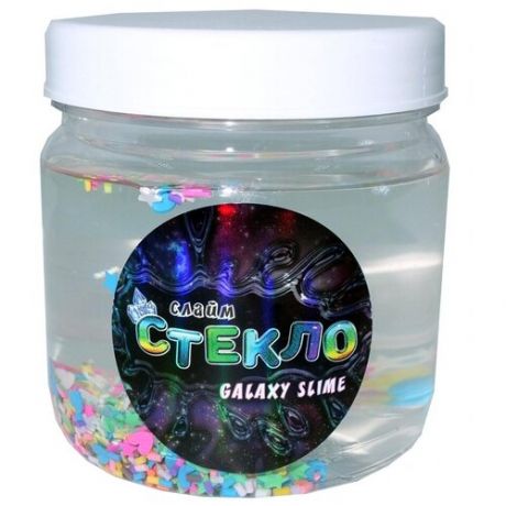 Лизун Слайм Стекло Galaxy Slime XXL с декоративным наполнителем прозрачный/разноцветный