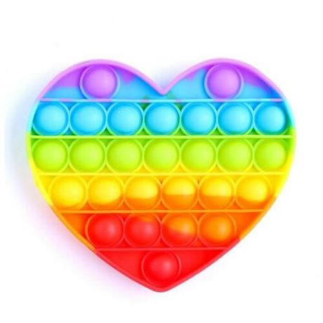 Антистресс игрушка «POP IT», сердце, радуга, (1 шт)