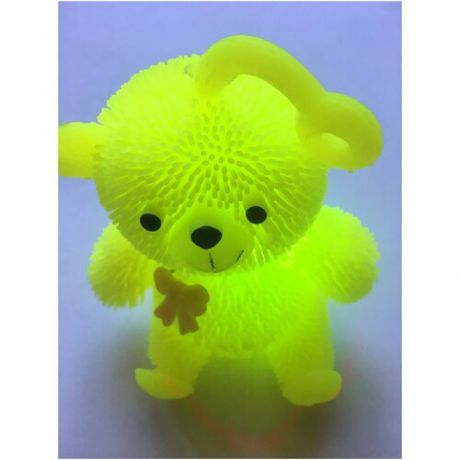 Игрушка-антистресс/ Медвежонок желтый светящийся