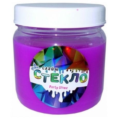 Слайм Стекло серия Party Slime, фиолетовый неон, 400 гр, Слайм Стекло