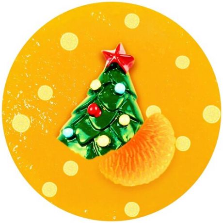 Слайм " Загадай Желание " с ёлкой и мандаринками внутри / Антистресс / Новогодний Слайм
