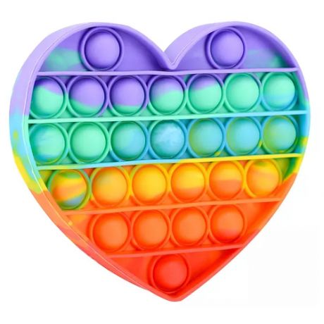 Сенсорная игрушка- антистресс Pop it с пузырьками, радужные бесконечные пузырьки, попит сердце