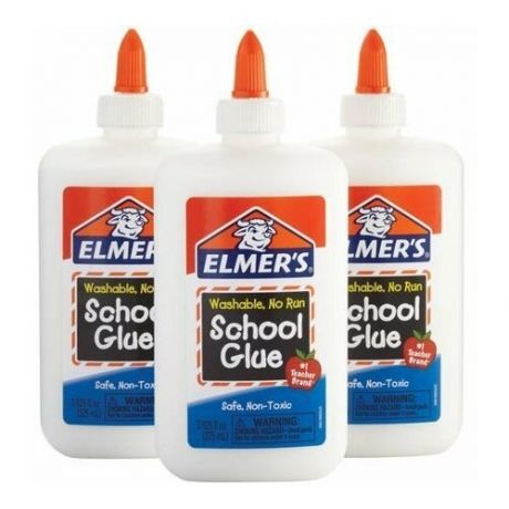 Набор для изготовления слаймов Elmer's School Glue белый 3*225 мл / клей пва элмерс / сделать слаймы / для девочек / для мальчиков