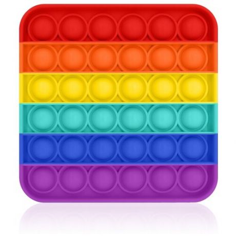 Антистресс игрушка Goodly Pop It, 36 пузырьков, вечная пупырка, успокоительная, сенсорная тактильная игра, Радужный квадрат