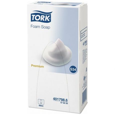 Мыло Tork Premium S34 пена 0.8л без отдушки сменный картридж (470026)