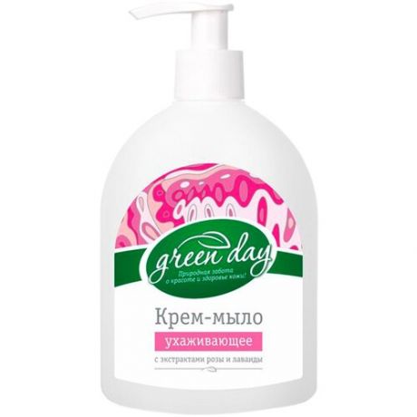 GREEN DAY Крем-мыло жидкое Ухаживающие с экстрактами розы и лаванды, 350 мл