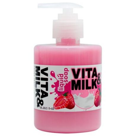 Жидкое мыло VitaMilk Клубника и молоко, 1000 мл