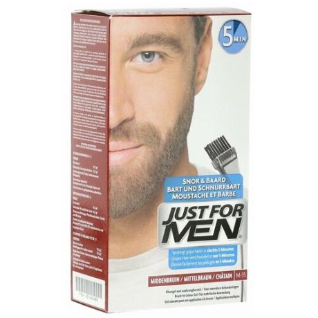 Just for men - краска для бороды Medium Brown m35 в комплекте с кисточкой