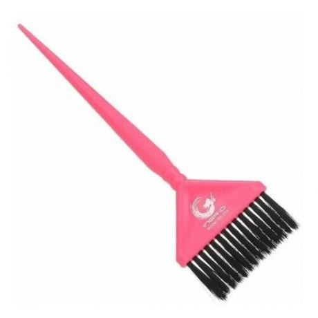 Кисть для окрашивания волос с узким хвостиком 14 рядная щетина розовая