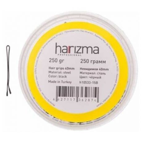 Невидимки Harizma 40 мм прямые 24 шт черные h10533-15