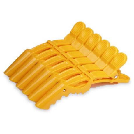 Зажимы для волос типа "Крокодил", 6 шт, желтый