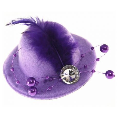 Шляпка на заколке / Заколка "Шляпка" из фетра d 80 мм / фиолетовый