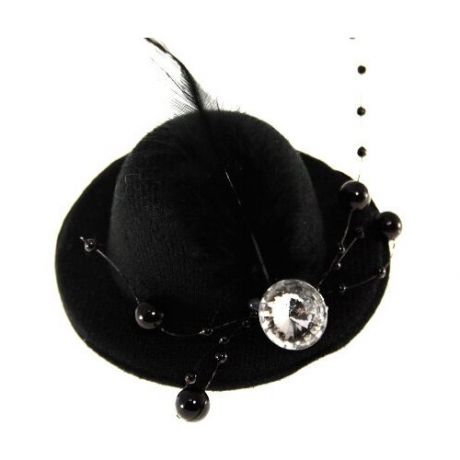Шляпка на заколке / Заколка "Шляпка" из фетра d 80 мм / черный