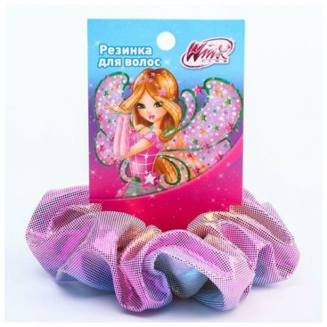Резинки для волос блестящая розово-белая, WINX