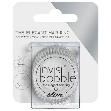 Резинка Invisibobble Slim (упаковка с подвесом) 3 шт. true black
