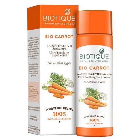 Лосьон для лица и тела Biotique Bio солнцезащитный с семенами моркови 40+ SPF, 120 мл