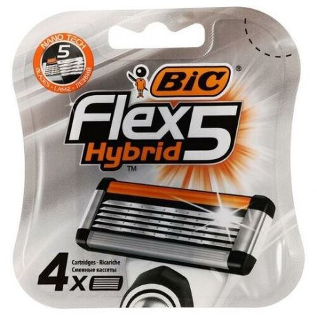 Сменные кассеты BIC Hybrid 5 Flex, 5 лезвий, 4 шт.