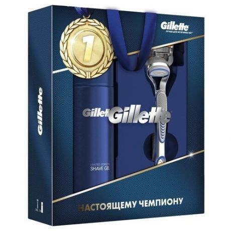 Подарочный набор защитнику, Gillette Fusion: Бритва с 1 сменной кассетой+Гель д/бритья Ultra Sensitive, 75мл