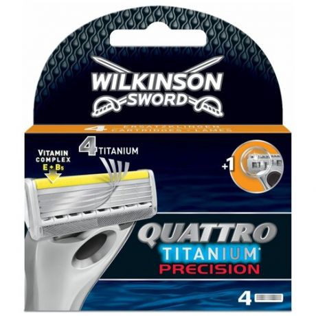 Schick Сменные лезвия WILKINSON SWORD Quattro Titanium Precision 4 шт.