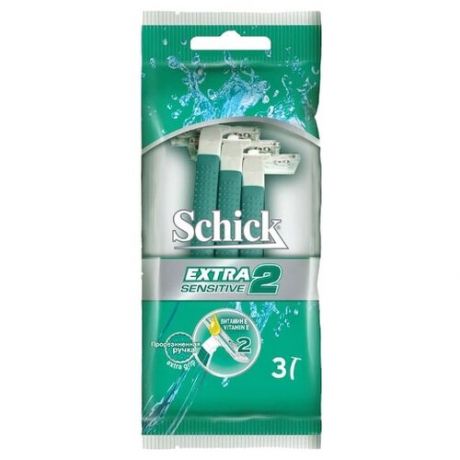 Бритвы одноразовые Schick Extra2 Sensitive, 2 лезвия, 1 шт., 12 шт.