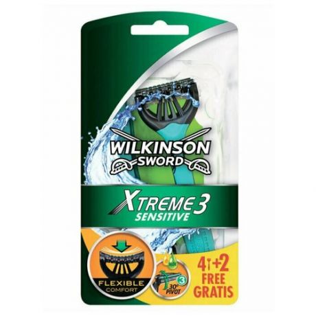 Wilkinson Sword Xtreme3 Sensitive/ Бритвенный одноразовый станок (6 шт.)