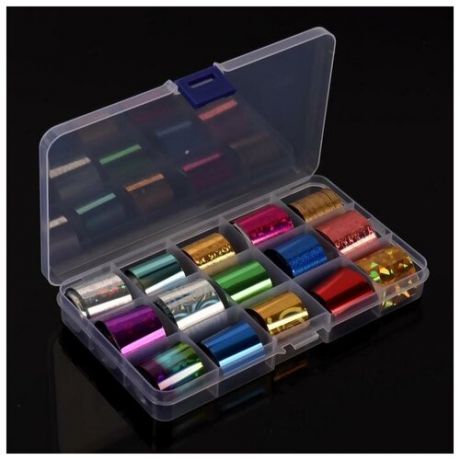 Набор переводной фольги для дизайна ногтей, 2,5*100 см, 15 шт, цвет разноцветный